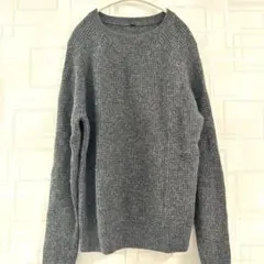 グレー 長袖ニット リブ編み　ウール100%