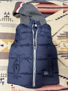H&M　ネイビー　ダウンベスト　フード付き