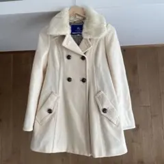 バーバリーブルーレーベル　裏地チェック　ファー付き　コート