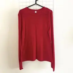 GU シアー クルーネック長袖カットソー レッド M