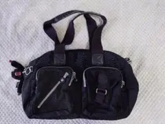 Kipling ナイロン　2way ショルダーバッグ モンキーチャーム 黒
