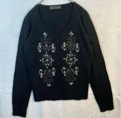 CECIL McBEE ビーズ刺繍 黒 長袖カーディガン