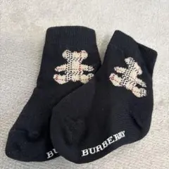 BURBERRY ベビー靴下 黒 クマモチーフ