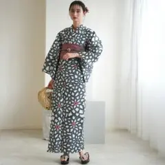 新品　ウタタネ　浴衣　帯　２点　セット 高級変わり織 紺の広がる菊