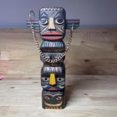 【動作品・希少】ミケン トーテムポール 昭和レトロ ゼンマイ式 振り子時計 動作品・希少】ミケン トーテムポール 昭和レトロ ゼンマイ式 振り子