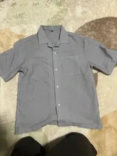 ワークマン グレーストライプ シアサッカー オープンカラーシャツ Mサイズ