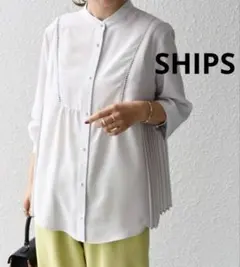 ships ストレッチジョーゼットプリーツブラウス
