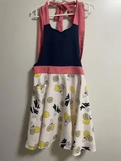 美品レモンとウサギのプリントエプロン