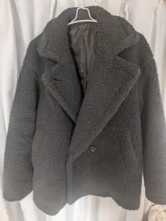 GU ボアジャケット ブラック ダブルブレスト