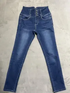 ハイウエスト スキニーデニム ブルー