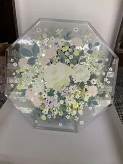 未使用品　八角　開運アートボード　花　玄関　風水　フラワー　真ん中に鏡