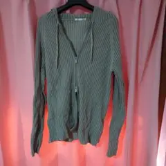 GU リブ編み ジップアップパーカー L グレー