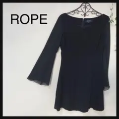 ROPE ロペ ワンピース 紺 ネイビー シースルー シンプル 7号