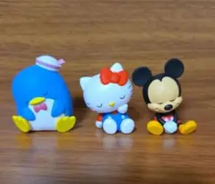 タキシードサム・ハローキティ・ミッキー フィギュア肩ズン３体セット