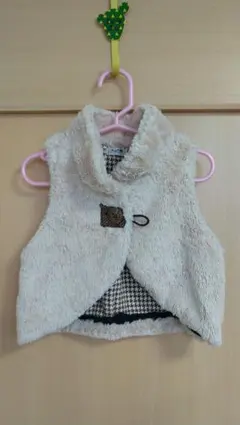 【062】 ベビー用 ベスト☆ ファー ベージュ アウター 秋冬 95cm
