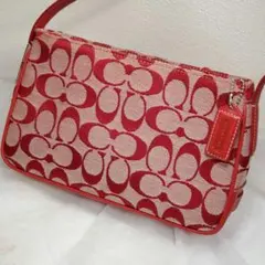 希少✨美品 COACH 6023 赤 キャンバス レザー ハンドバッグ