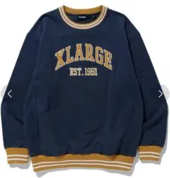 XLARGE/RIB LINE CREWNECK SWEAT/ネイビー/M