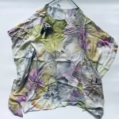 美品 Echo シルク100% ポンチョ ペイズリー柄 ネイビー フリーサイズ 美品 Echo シルク100% ポンチョ ペイズリー柄 ネイビー フリーサイズ