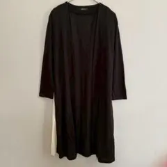 バイカラー　ドッキング　ロング　カーディガン　M 大人かわいい