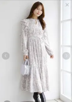 【MERCURYDUO 美品】ミスティプリントプリーツデザインワンピース