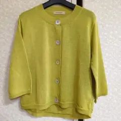 新品 TRIPLE ARROWS ライムグリーン カーディガン綿100 着丈58