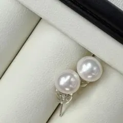 本真珠　淡水パール　ピアス　一粒　上品　ホワイト　S925シルバー　セミラウンド