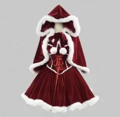 赤いサンタコスプレドレス（ホワイトハイソックス付き）