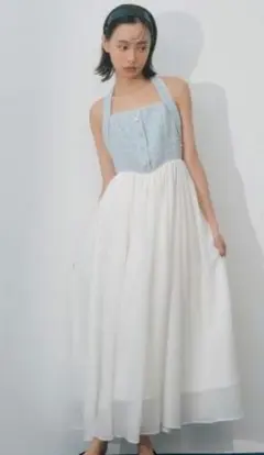 【新品】リリーブラウンCANDY STOCK　ツイードコンビホルターネックワンピ