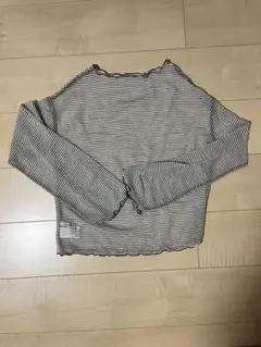 ボーダー柄 シアー 長袖カットソー