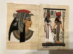パピルス　古代エジプト 手描きアート 2点セット