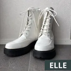 [新品・タグ付き］ELLE レースアップブーツ ホワイト 厚底　23.5㎝のサムネイル
