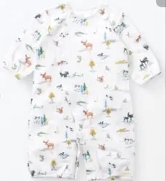 Haruulala ２WAYオール（長袖） 60 動物柄ロンパース ホワイト