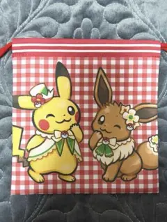 ポケモン ポケパークカントー 巾着 バラ売り 赤 ピカチュウ イーブイ