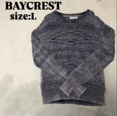 【BAYCREST】 幾何学模様が特徴 Lサイズニットセーター ブルー系