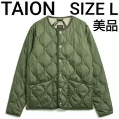 TAION-104B2ML-1ミリタリークルーネックダウンジャケットＬオリーブ