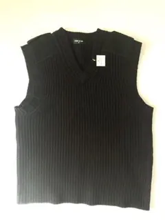 COMME CA ISM ニットベストブラックM ラム毛混