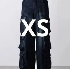 【完売品】CLELメニーポケット デニムカーゴパンツ　ブルー系　XSサイズ
