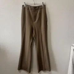 ブラウン フレアパンツ ゴムウエスト