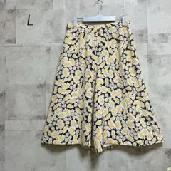 花柄ガウチョパンツ キュロット【L】デイジー柄 フレア レトロ 春夏 ゆったり