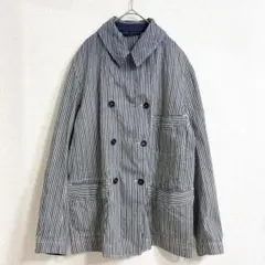 美品✨45R ヒッコリーストライプ　R刺繍 コットン 長袖ジャケットブルゾンのサムネイル