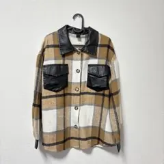 チェック柄ジャケット ベージュ ホワイト