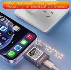 電流 電圧 電力 チェッカー USB Type-c 50V 12A テスター