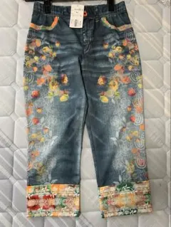 花柄プリント 伸縮性あり短い丈レギンスのサムネイル