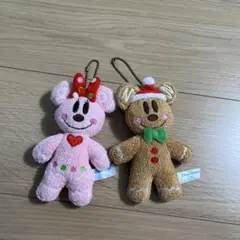 ミニーとミッキーのぬいぐるみストラップ(クリスマス)