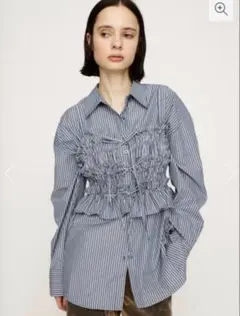 SLY BUSTIER LAYRED シャツ ネイビー ストライプ オーバーのサムネイル