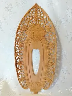 光背(6寸立像用)#740 宝相華唐草 透し彫 ◆白檀 木彫 仏像付属品 光背(6寸立像用)#740 宝相華唐草 透し彫 ◇白檀 木彫 仏像付属品