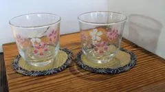 新品未使用　桜の花模様 グラスペアセット2個セット