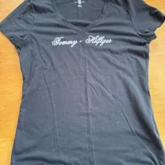 Tommy Hilfiger ブラック Vネック Tシャツ Lサイズ