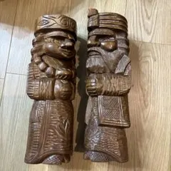 木彫り 人形 置物 2体セット
