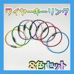 8色セット ワイヤーキーリング 8本 ねじ式 キーホルダー